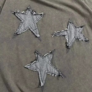 Lavage à l'acide t-shirt hommes en gros blanc Streetwear t-shirts personnalisé en détresse Patch broderie t-shirt - Product Image 4