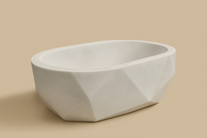 Bañera independiente de superficie sólida ovalada-Bañera de resina de piedra mate suave para baños - Product Image 2