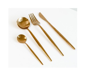 เป็นมิตรกับสิ่งแวดล้อมRoyal Gold Platedโลหะสแตนเลสสตีลชุดช้อนส้อมรอบช้อนส้อมจับ - Product Image 1