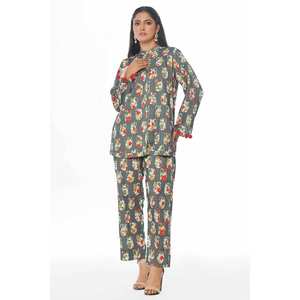 Traje Khaddar de 2 Piezas sin Coser con Estampado Digital y Cuello Mandarín WNST-42003 - Product Image 5
