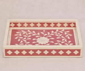 Plateau en nacre/résine/MDF le plus populaire pour servir la finition à la main Plateau en incrustation de nacre en gros Plateau de service rond - Product Image 5