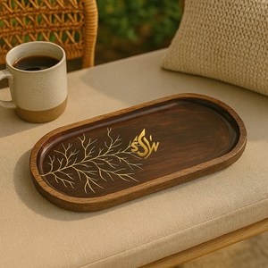Bandeja de servicio de madera decorativa de la mejor calidad de diseño único, bandeja decorativa para fiestas de bodas y hoteles en casa, gran oferta - Product Image 4