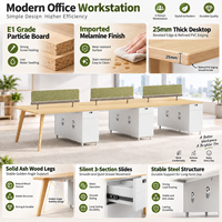 Poste de travail moderne avec cloisonnement, bureau de bureau en cluster 6 places avec armoire de rangement pour grands bureaux d'entreprise