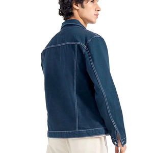 Chaqueta de Mezclilla para Hombre, a la Moda, Personalizable, Ligera, de Alta Calidad, con Bloques de Color, OEM - Product Image 3