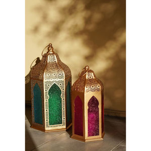 Lanternes Moyennes Argentées Style Marocain Porte-Bougie Décoratif en Métal et Verre Embossé Transparent pour Décoration du Ramadan - Product Image 4