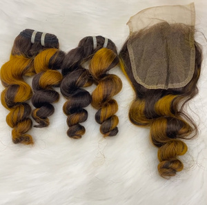 ผมมนุษย์ผมสีน้ำตาลทองแบบหยักเป็นลอนทอแบบหนาสองชั้นและหนาแบบเต็มรูปแบบสำหรับต่อผมมนุษย์ชาวเวียดนาม - Product Image 5