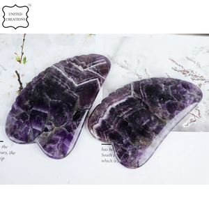 Dark Purple Gua Sha Jade Roller Anti-Dark Circles Stone <b>Massager</b> <b>for</b> <b>Face</b> Skin Care Full Body Metal Skin Scraping Massage - Product Image 2