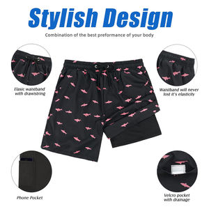 กางเกงชายหาดขาสั้นสำหรับผู้ชายกางเกงชายหาดแบบผูกเชือกแห้งเร็วพิมพ์ลายแนวสตรีทแบบลำลองสำหรับว่ายน้ำฤดูร้อนดีไซน์ใหม่ล่าสุด - Product Image 5