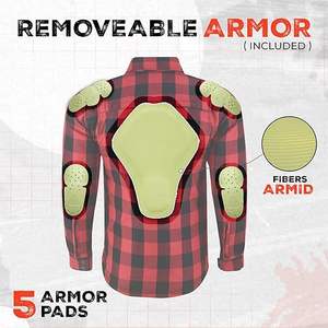 Camisa de Franela para Motocicleta, Talla Grande, Protectora y Resistente al Viento, para Invierno, con Forro y Paneles de Cuero Duradero - Product Image 2