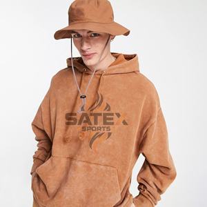 Sudadera con Capucha Unisex Vintage, Lavado Ácido, Bordada, Térmica de Invierno, de Alta Calidad, Poliéster/Algodón, Tinte Liso, Apliques - Product Image 4