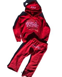 Échantillon gratuit Vêtements de rue personnalisés Pantalon cargo brodé empilé Survêtement à capuche évasé Joggers pour hommes Ensembles thermiques grande taille - Product Image 1