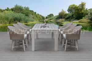 Juego de comedor moderno de mimbre PE de 6 piezas, mesa de madera elegante para jardín al aire libre, patio o cocina para uso doméstico o hotelero - Product Image 5