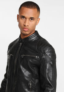 High Quality <b>Vintage</b> Hooded Biker <b>Leather</b> <b>Jacket</b> Men Stand Cow Skin Woven Breathable Customizable Front Pockets-Reasonable Price - Product Image 4