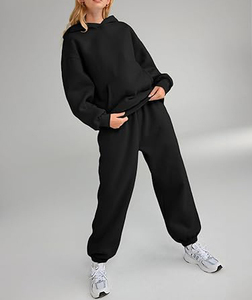 OEM Custom Cotton Blank Hoodie and Jogger Sweatpants Set Sweat Suit Jogging Oversized Suit Stack Oversized Flared <b>Tracksuit</b> - Product Image 2