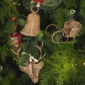 Muñeco de nieve hecho a mano, adorno colgante para árbol de Navidad, muñeco de nieve de ratán Vintage para decoración de árbol de Navidad hecho en Vietnam - Product Image 6