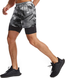 Men's Custom Men's Gym Shorts Summer Active Wear with Elastic Waist & Side Zippers Factory Direct Supply Double <b>Layer</b> Shorts - Product Image 1