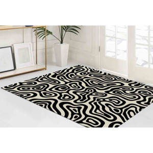 Alfombra Moderna Abstracta en Blanco y Negro para Decoración del Hogar, con Pelo Suave - Product Image 3