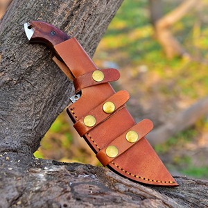 Couteau de chasse en acier damas forgé à la main, traqueur idéal, pleine soie avec fourreau vertical en cuir véritable. - Product Image 6