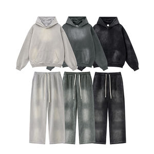 Ensemble de sweats à capuche unisexe surdimensionné en coton épais couleur quotidienne Streetwear ensemble de sweats à capuche décontractés 2025 OEM ODM meilleur fournisseur - Product Image 6