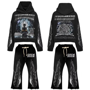 Conjunto Deportivo de Invierno Personalizado para Hombre, 100% Algodón Grueso |   Tinte Sólido Vintage con Efecto Ácido |   Sudadera con Capucha y Pantalones Deportivos Estampados DTF |   Calidad Premium - Product Image 4