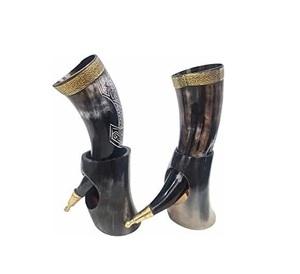 Corne à boire viking naturelle avec support en métal, hautement polie, pour bière et vin, corne à boire viking en gros, meilleur prix - Product Image 6