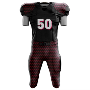Camiseta de Fútbol Americano Personalizada para Hombre, Negra y Roja, con Cuello en V Geométrico, Manga Corta, Sublimada, Transpirable y Ajustada - Product Image 3