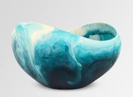 Ensaladera de resina hecha a mano con textura de mármol Aqua Swirl cuenco de decoración del hogar utilizado en el restaurante y bar del hotel en casa - Product Image 5