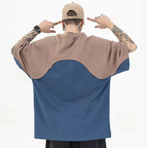 เสื้อยืดแขนสั้นโอเวอร์ไซส์สำหรับผู้ชาย, เสื้อยืดเสื้อยืดโอเวอร์ไซส์สำหรับผู้เริ่มต้นเย็บปะต่อโอเวอร์ไซส์ - Product Image 2