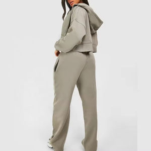 Ensemble de survêtement à capuche court 2 pièces élégant pour femme, ensemble de survêtement moelleux à fermeture éclair, survêtement pour femme 2026 - Product Image 3