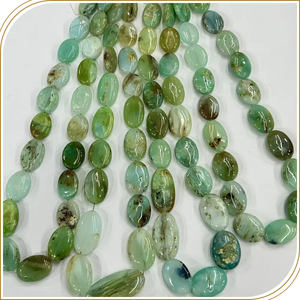 Perles de forme ovale lisse en opale bleue péruvienne naturelle taille 10x13 à 17x25mm 8 pouces brin perles d'opale péruvienne prix de gros - Product Image 5