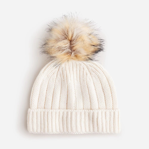 Gorro de punto de invierno cálido con pompón de piel sintética, gorro de punto de Cable cálido para hombres y mujeres, gorro de calle de color personalizado para el Norte - Product Image 3