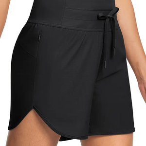 Short en coton extensible pour femme avec capuche à cordon de serrage Couleur unie Vêtements de sport de fitness et d'entraînement écologiques Style décontracté - Product Image 1