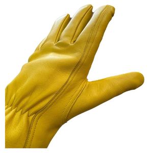 Premium Unlined Driver Gloves Grain Goatskin Leather with <b>Shirred</b> <b>Elastic</b> Back & Keystone Thumb for Construction Steel Work - Product Image 6