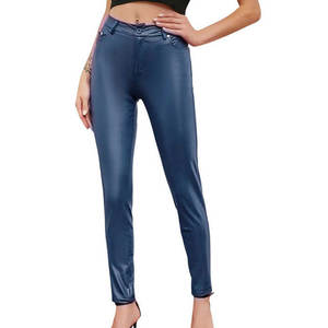 Nueva ropa de moda Pantalón de cuero de cintura alta Último diseño Mujer Pantalón de cuero de moda casual con todas las tallas disponibles - Product Image 5