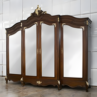 Armoire moderne en teck massif, fabriquée à la main, avec miroir et portes sculptées, pour appartement, hôtel, maison.