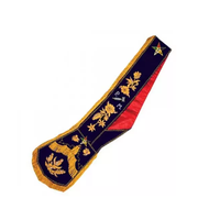 Écharpe brodée vintage de l'Ordre Maçonnique Étoile d'Orient, franges douces, insignes faits à la main, patchs décoratifs à sequins