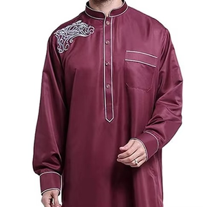 Thobe musulman Hommes Vente en gros Broderie Jubbah Vêtements islamiques Thobe Robes musulmanes Plus Size Thawb Personnalisé Confortable - Product Image 2