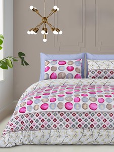 Sábana plana de tamaño King con estampado dorado, 2 fundas de almohada, Algodón puro, duradero, estampado moderno, resistente a la decoloración/arrugas, sábanas de lujo para - Product Image 3