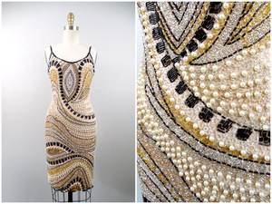 Vestido de Noche Midi sin Mangas con Corte en A para Mujer, con Detalles de Cuentas, Tejido de Tul de Poliéster Transpirable y Ecológico para Fiestas Formales - Product Image 4