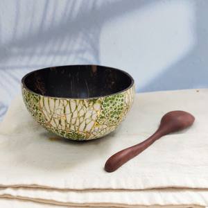 Bols à noix de coco naturelle OEM de haute qualité, vaisselle en nacre incrustée, bol à fruits secs artisanat du Vietnam - Product Image 6