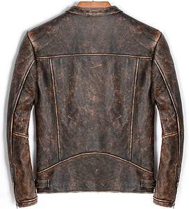 Veste Vintage en cuir véritable pour hommes vestes en cuir de vache à la mode - Product Image 2
