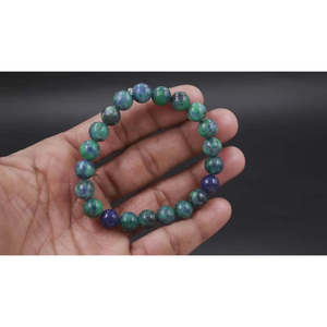 100% Natural Azurite Crystal Unisex <b>Bracelet</b> 7 Inches Stretch with 8 mm Round Beads Everyday Wear - Product Image 5