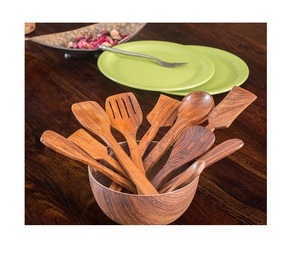 Couverts en bois naturel fini naturel ensemble de couverts cuillère et fourchette ensemble de 2 couverts en bois à prix inférieur - Product Image 4