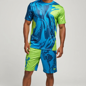 Ensembles de shorts de fitness jogging d'été de haute qualité pour hommes hauts de loisirs en deux pièces imprimés personnalisés et shorts à motifs solides coupe ample - Product Image 3