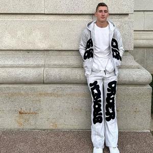 Ensemble de survêtement unisexe de haute qualité avec broderie et fermeture éclair délavée, ensemble de pantalons de survêtement et sweat à capuche personnalisés et lourds avec lavage à l'acide - Product Image 6