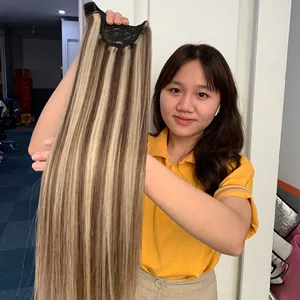 Raw Hair Clip One Piece Ponytail Human Hair Extensions Wholesale Price Long Hair Mix Color Fast Delivery Custom Packaging