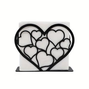 Premium Quality Black Metal Iron Tissue Stand <b>Heart</b> Design Table <b>Top</b> Napkin Holder For Table Napkin Accessories At Best Price - Product Image 2