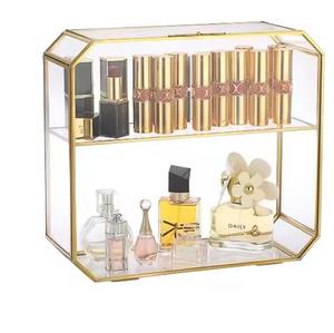 Boîte à bijoux élégante en métal doré avec cadre en verre, boîte à bijoux décorative haut de gamme et coûteuse - Product Image 4