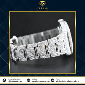 Reloj de Acero Inoxidable de Buena Calidad con Moissanita Helada, Cristal con Incrustaciones de Diamantes con Claridad VVS, Estilo Moderno y Ejecutivo, Disponible a Precio de Mayoreo - Product Image 2