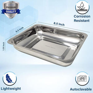 Plateau pour instruments médicaux vétérinaires dentaires en acier inoxydable 304, manuel, réutilisable, bords lisses, pour les utilisations en chirurgie générale à l'hôpital - Product Image 2
